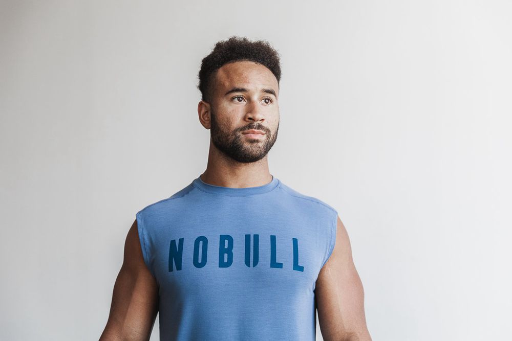 T-Shirts NOBULL Homme Bleu - NOBULL Sin Mangas,France (1965-DKPAT)